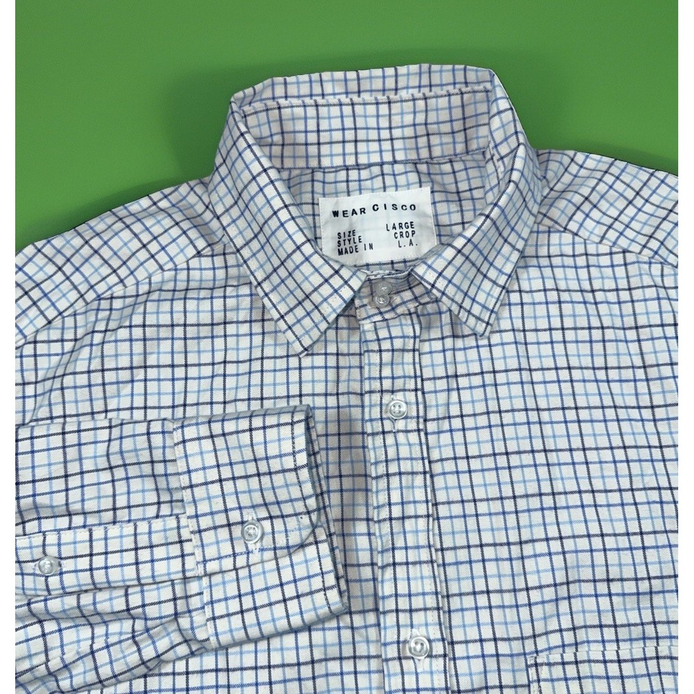 Wear Cisco Women's Large Crop Button Up Gingham Long Sleeve Shirt L.A.